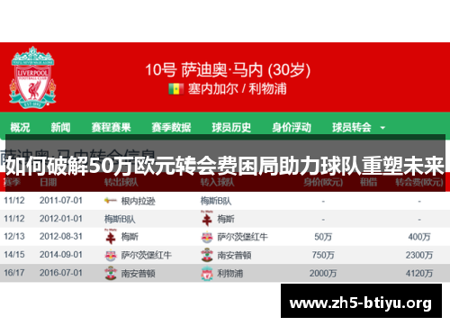 如何破解50万欧元转会费困局助力球队重塑未来