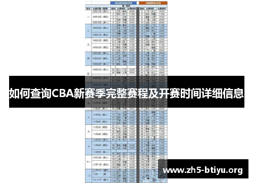 如何查询CBA新赛季完整赛程及开赛时间详细信息